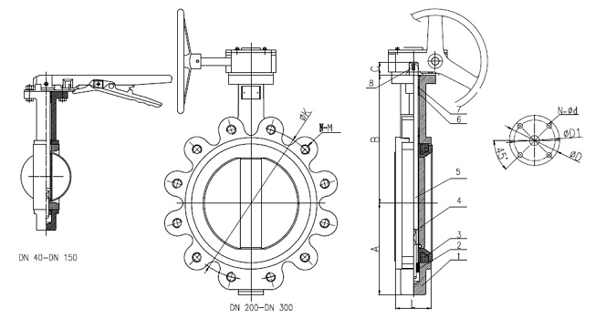 D971X電動凸耳式蝶閥結(jié)構(gòu)圖