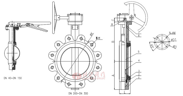 LT型對夾式蝶閥結(jié)構(gòu)圖