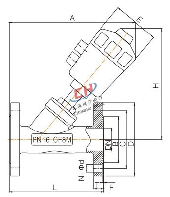 P2氣動(dòng)法蘭角座閥結(jié)構(gòu)圖