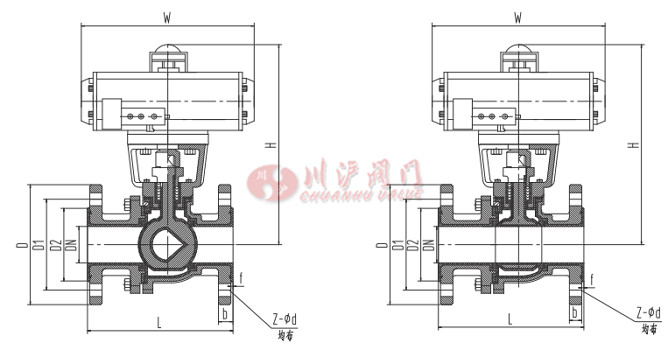 氣動(dòng)襯氟調(diào)節(jié)球閥結(jié)構(gòu)圖