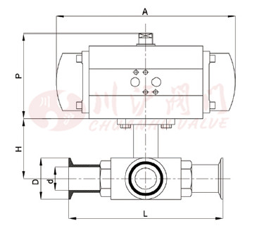 氣動三通衛(wèi)生級球閥結(jié)構(gòu)圖